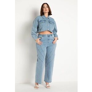 NWT Eloquii Plus‎ Size Seam Detail Straight Leg Jeans, Light Wash - Size 20